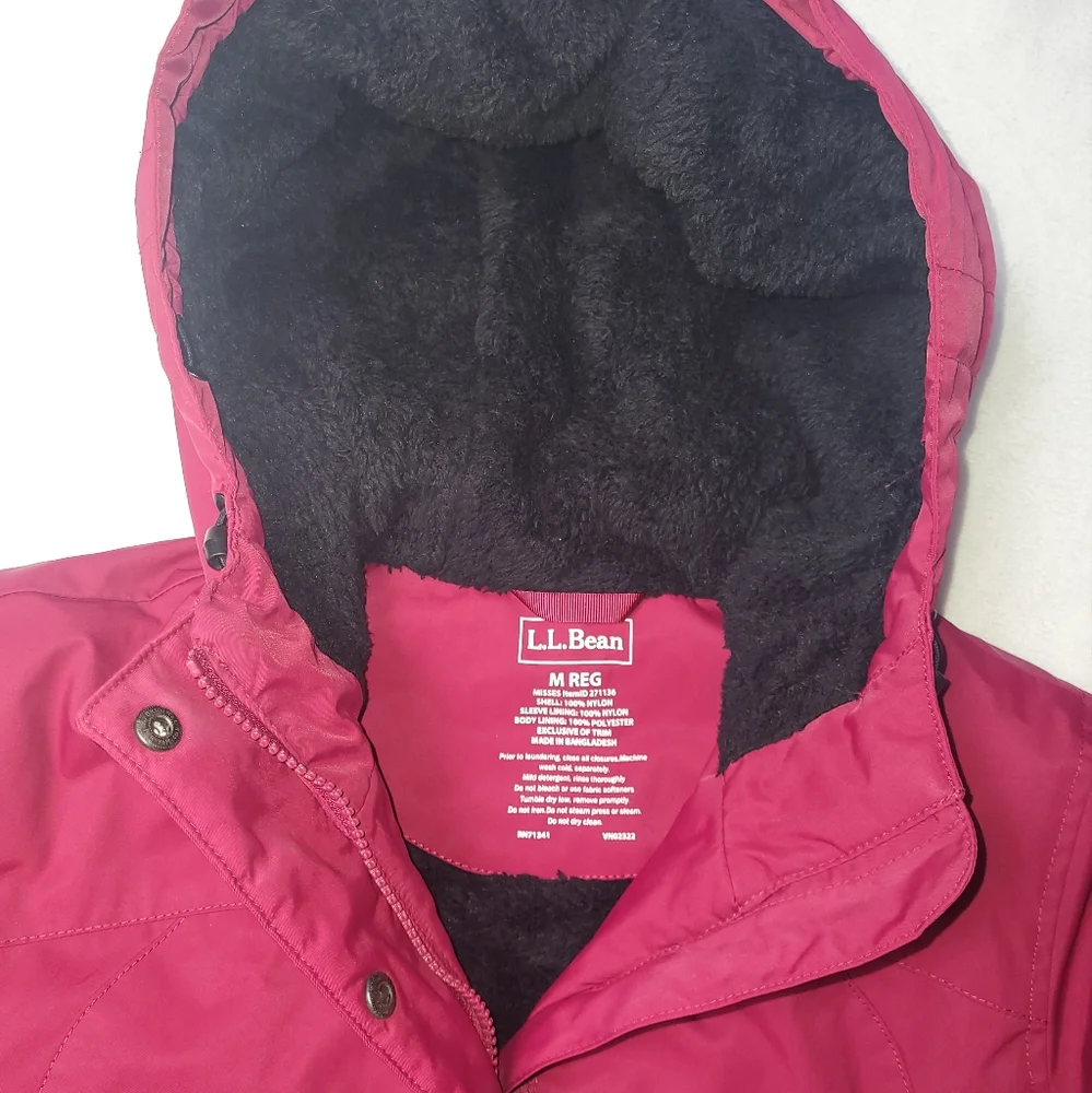 LL Bean Women's Winter Warmer Jacket Size Medium Regular‎ Red Lined